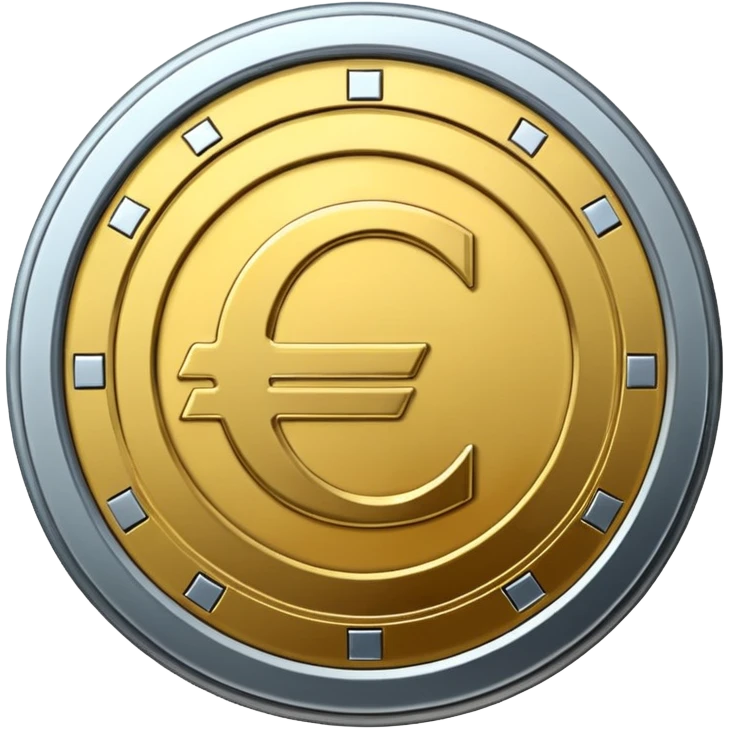 Euro coin digitalization with futuristic and shiny glossy circuit style emoji