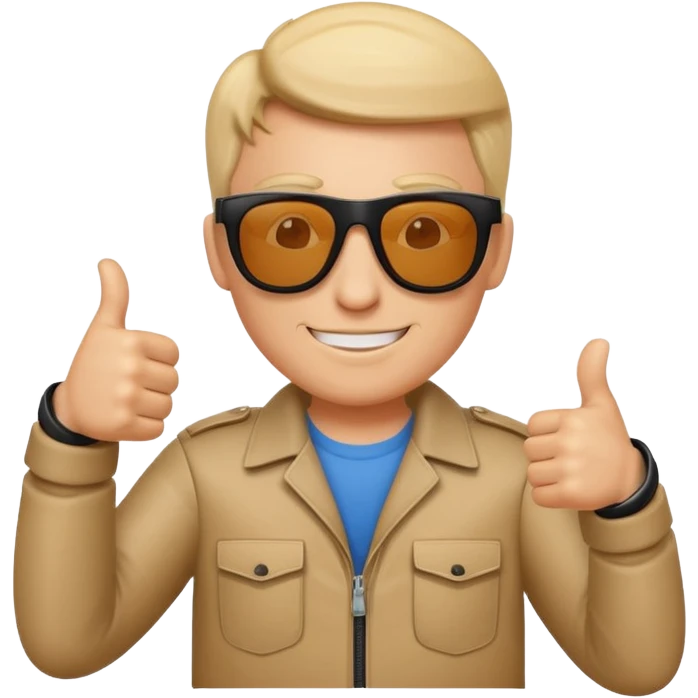 cool confident character emoji for grandingo with sunglasses and thumbs up emoji