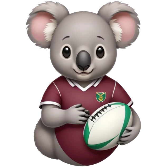 Koala holding a rugby ball wearing maroon shirt  emoji