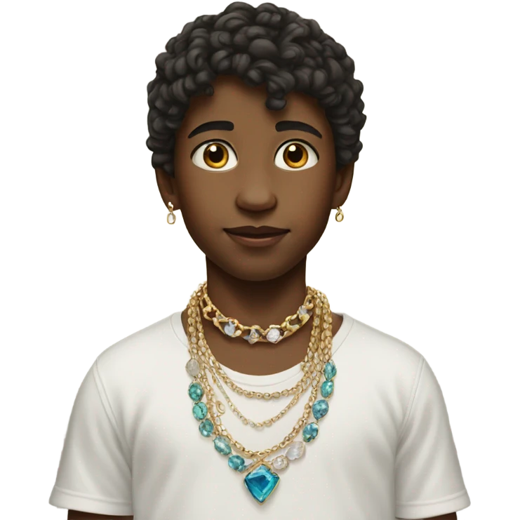 realistic portrait of boy wearing jewelry emoji