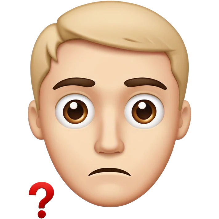 puzzled face with raised eyebrow and question mark emoji