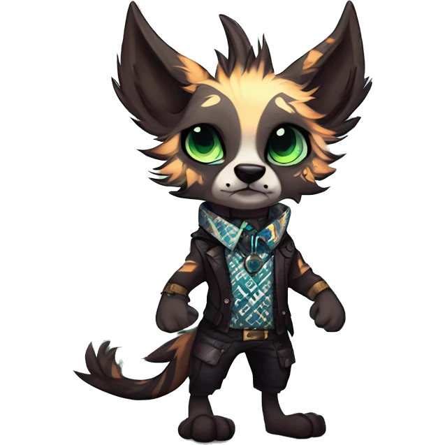 cute cool edgy fantasy animal fursona creature by griffsnuff & LiLaiRa & Falvie with badass colors with patterns and a spiked collar full body emoji