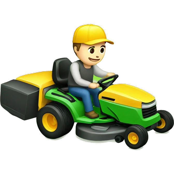 normal man cutting grass with lan mower emoji