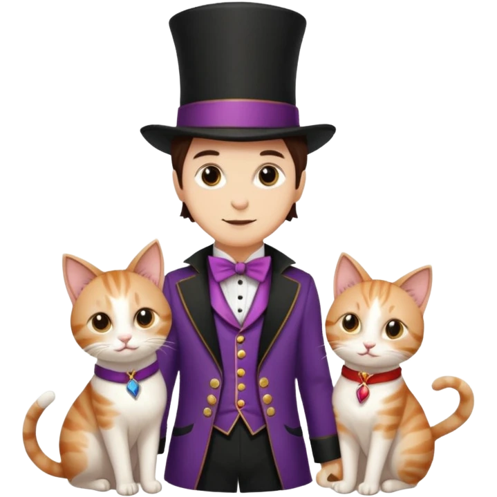 magician couple and their pet cat emoji