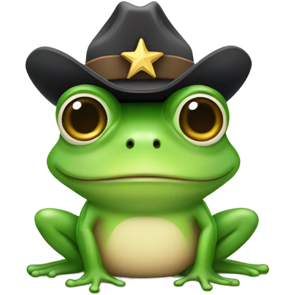Cute frog with a sheriff badge and hat  emoji