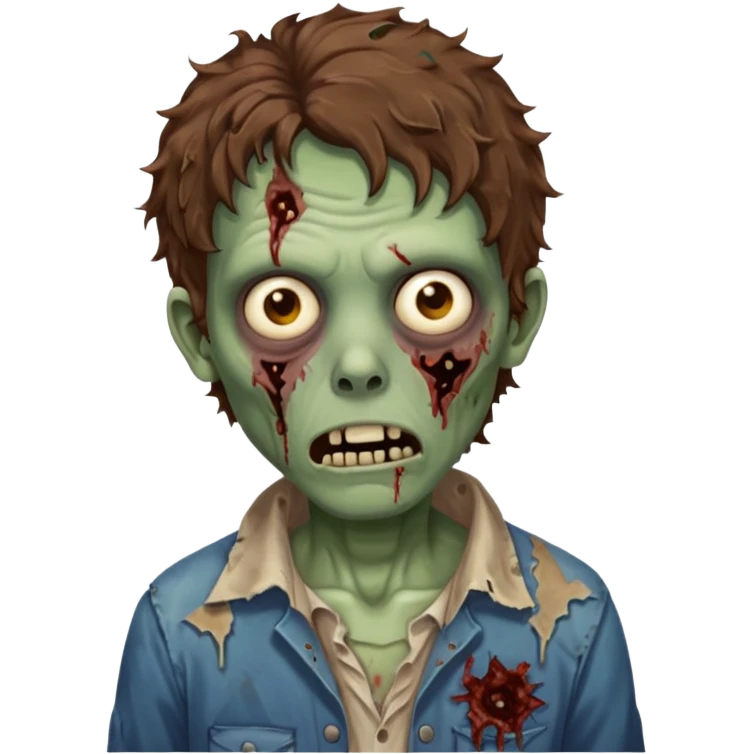 Zombie with lil bit curly medium brown hair  emoji