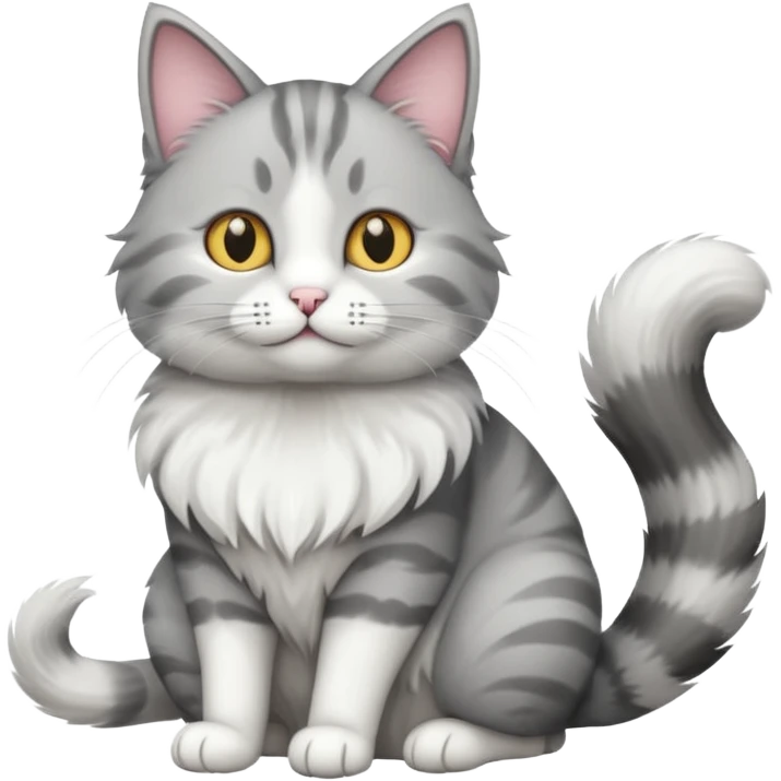 a grey and white cat sitting regally emoji