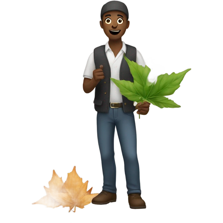 Man holding rolled leaves smoke emitting from it emoji