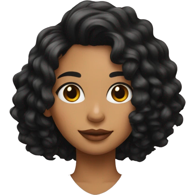 Chica con cabello rizado color negro, piel morena   emoji