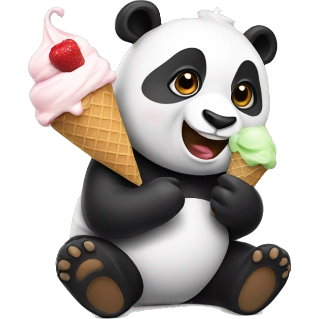 Panda eating ice cream emoji