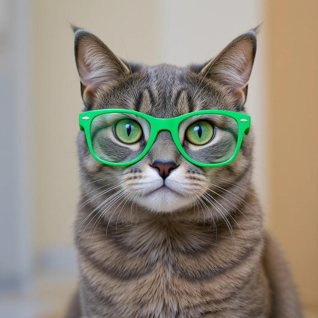 A cat with green glasses emoji