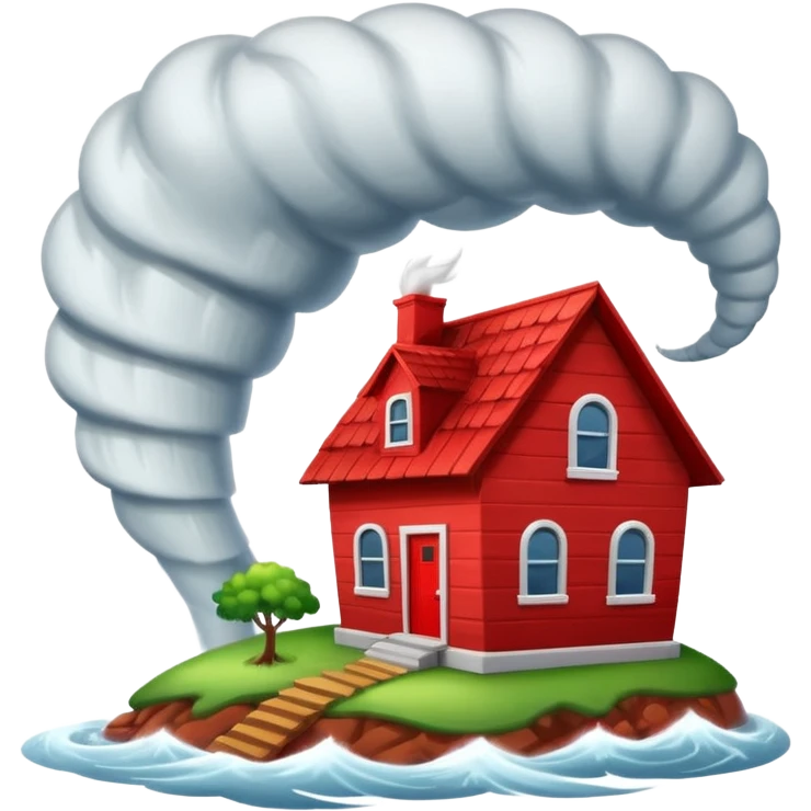 Tornado in storm with red home emoji