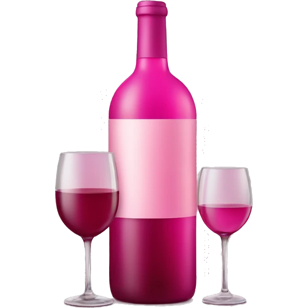 Pink wine bottle and small wine glass emoji