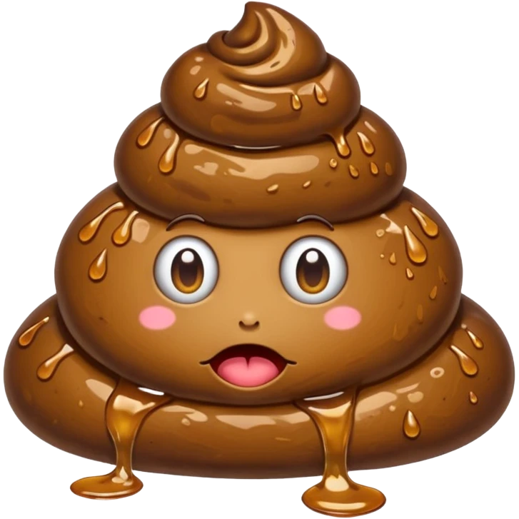 Poo with goo dripping down emoji
