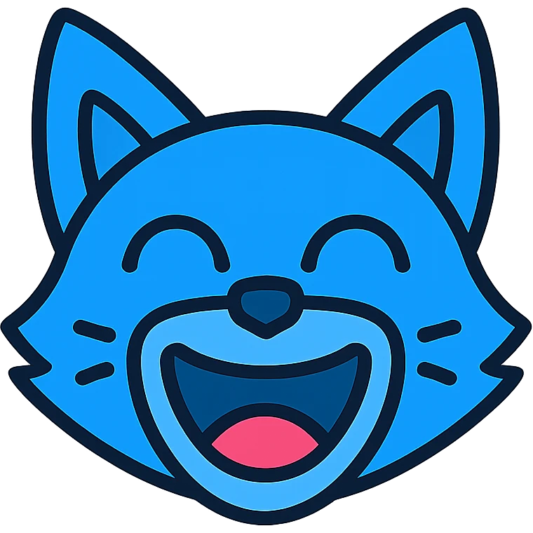 blue fox face laughing emoji