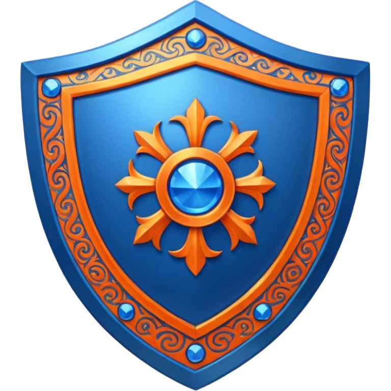 glitter blue and orange ancestor shield emoji