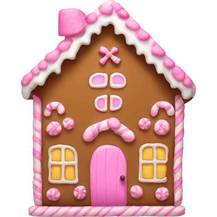 Gingerbread house with a pink bow  emoji