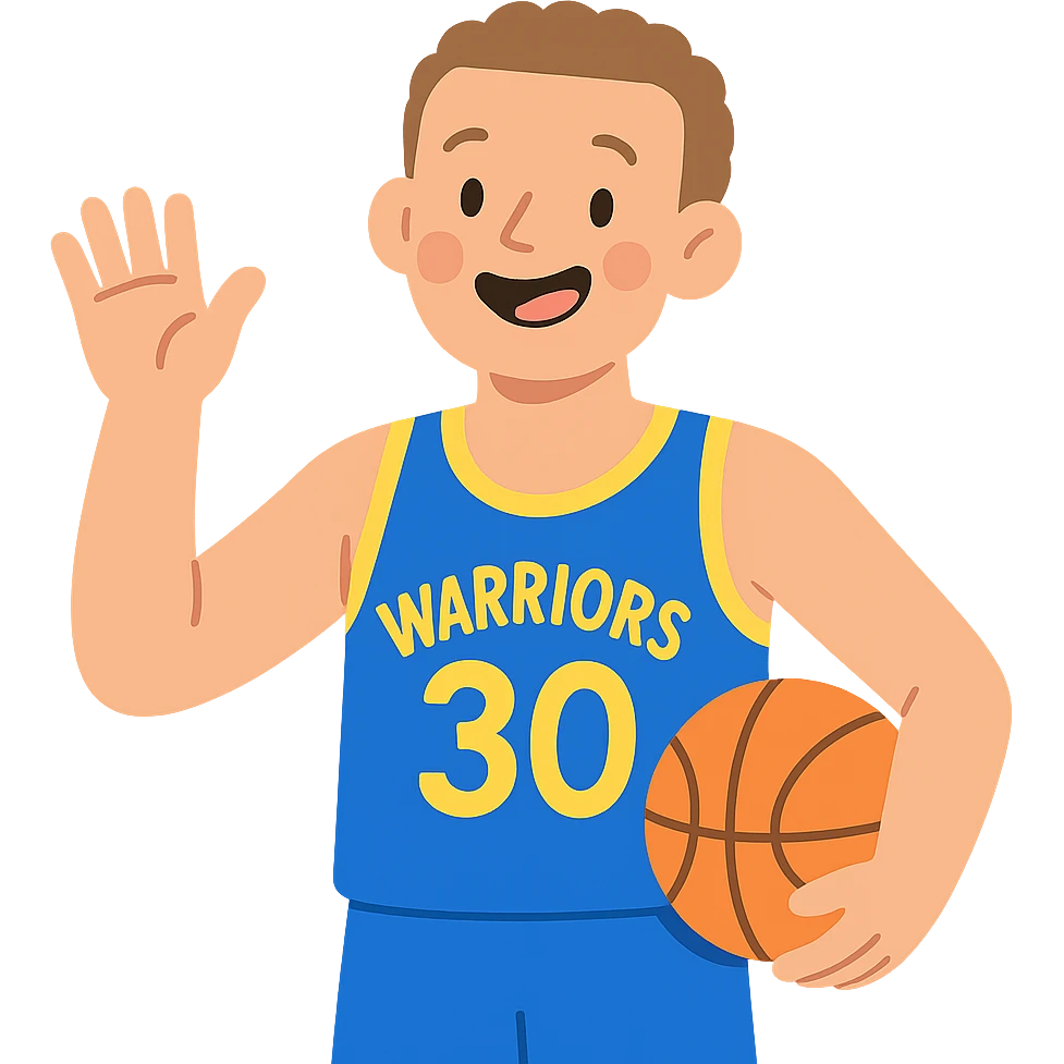 Stephen Curry without a beard, cheerful expression emoji
