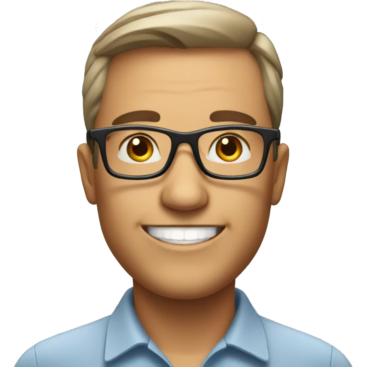teacher wearing glasses and looking happy and ready to help emoji