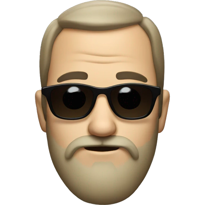 a man who wears sunglasses  have black mustache and goat beard, also raised his eyebrow emoji