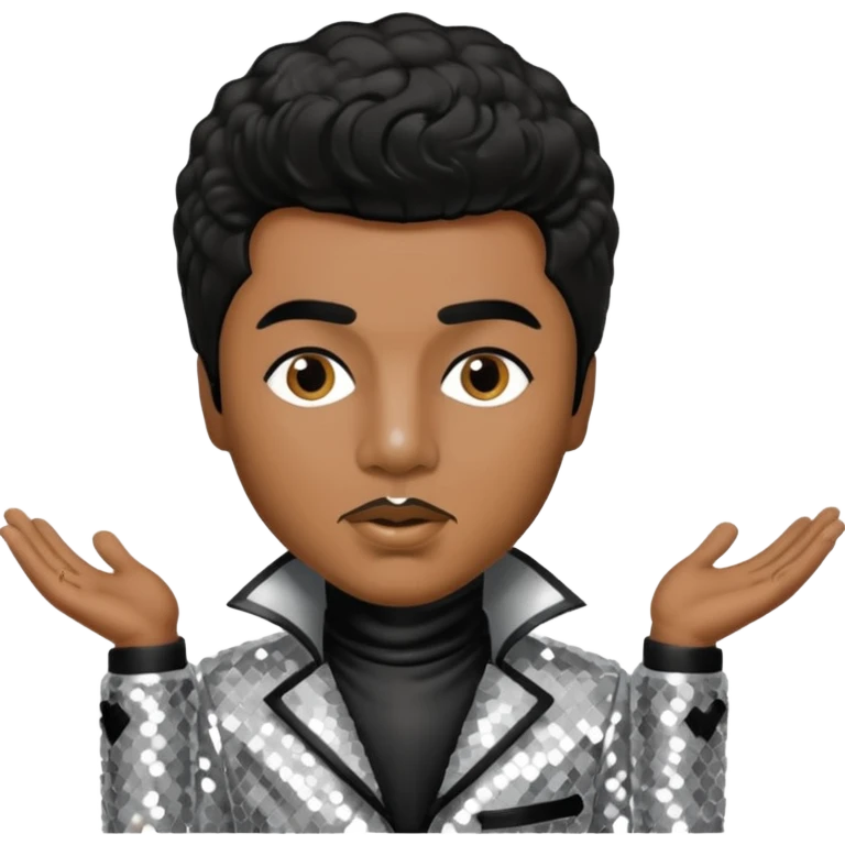 Little Richard with black hair, silver sequin outfit emoji