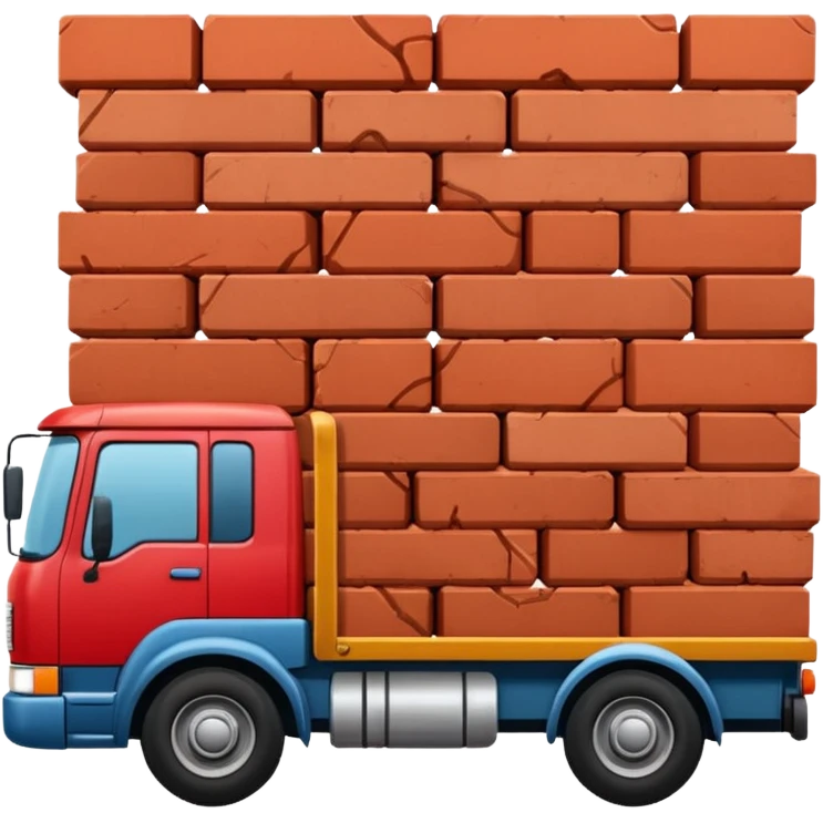 A truck with a huge amount of bricks emoji