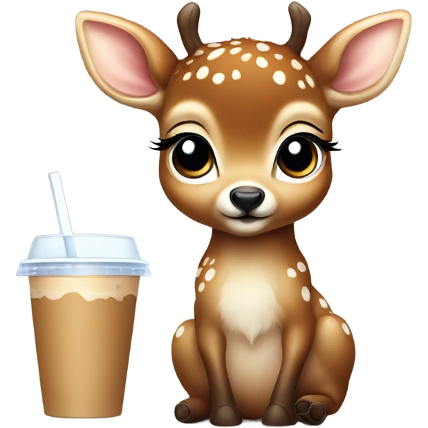Baby deer drinking iced coffee emoji