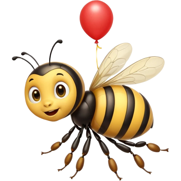 Bees with red Birthday Hat, Excited bee carrying balloon emoji