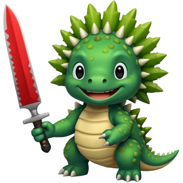 Cute Stegosaurus with knife emoji