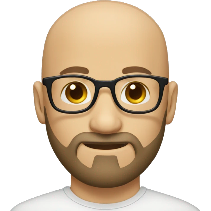 man beard bald caucasian black glasses emoji