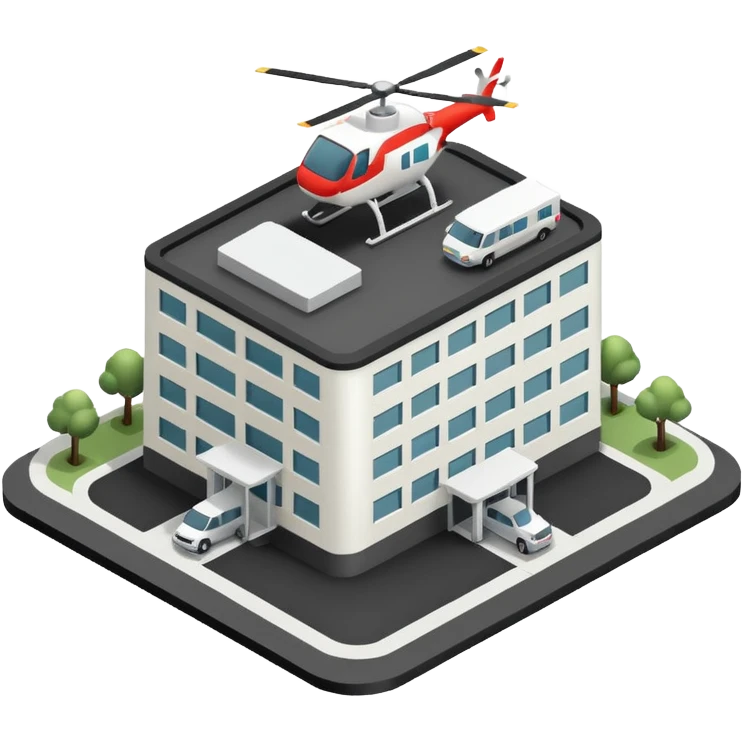hospital isometric view building with heliport emoji