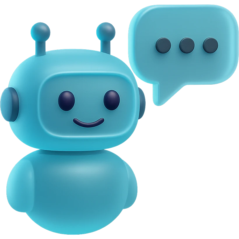 chatbot with speech bubble, matte glass style, dominant color #83fff8, accents #3B2C85, #2C2828 emoji