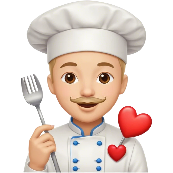 chef smiley face blowing a kiss with a heart emoji
