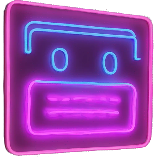 lit up rectangle neon sign emoji