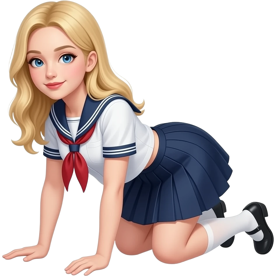 blonde woman on all fours in school outfit emoji