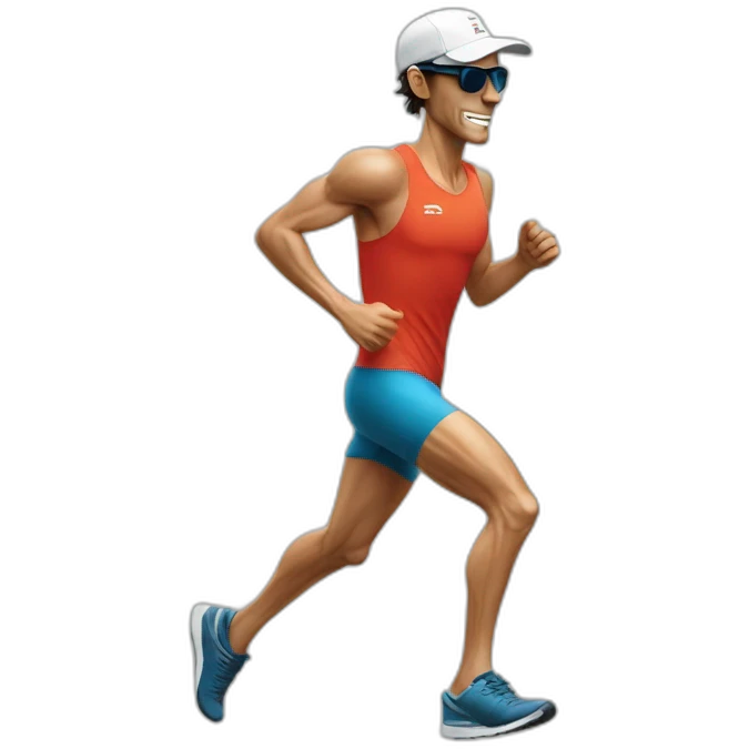 kilian jornet running wearing a cap and sunglasses emoji