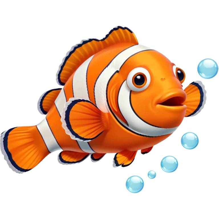 orange clownfish blowing bubbles emoji
