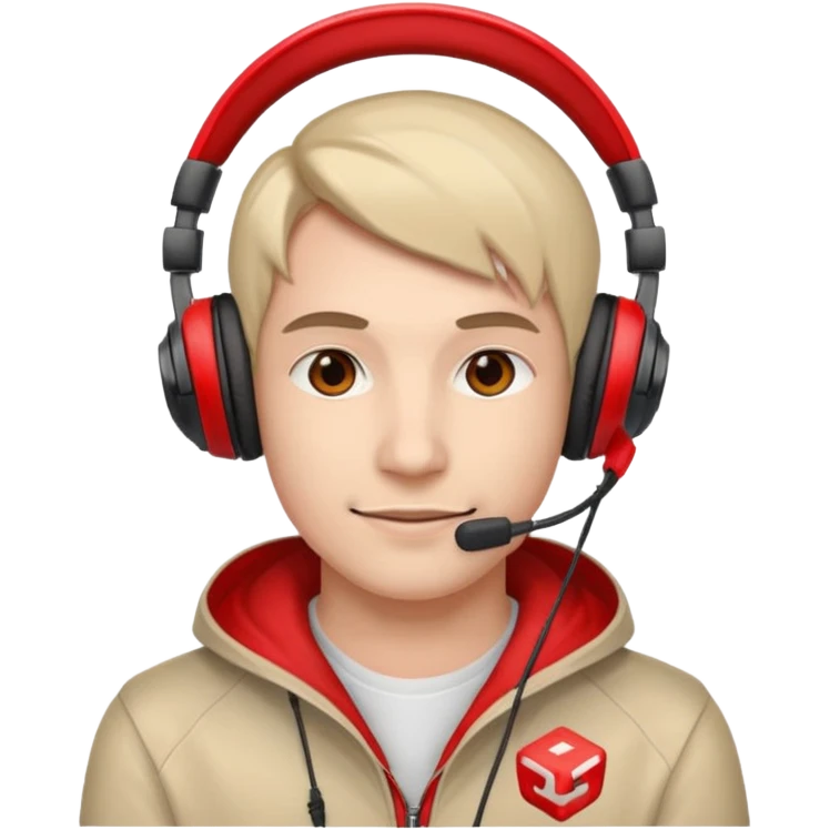 streamer with red gaming head set emoji