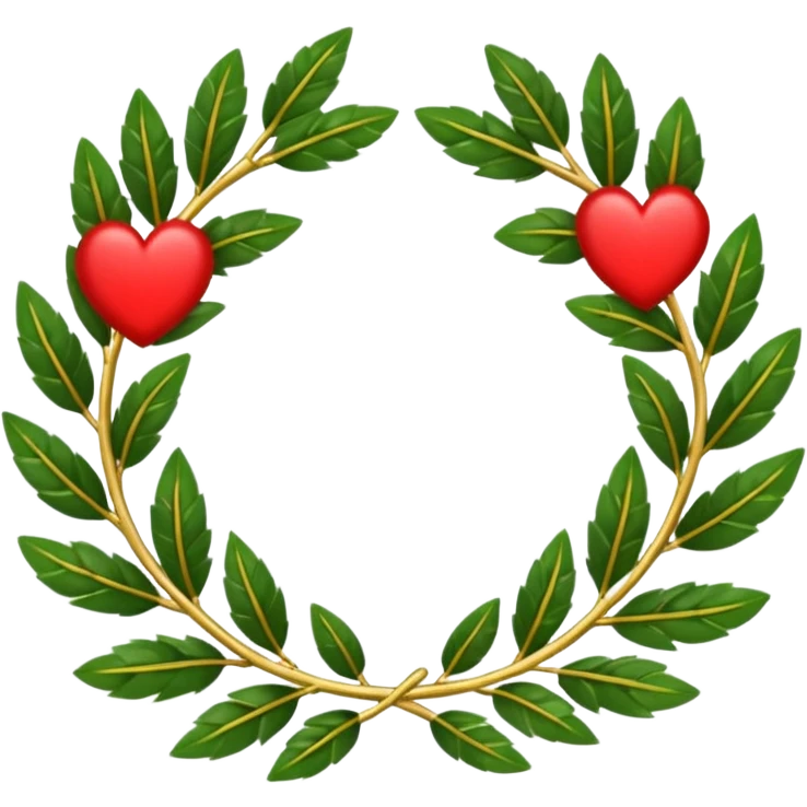 A golden ‘35’ inside a laurel wreath with a small heart symbol below it with red and black colors.  emoji