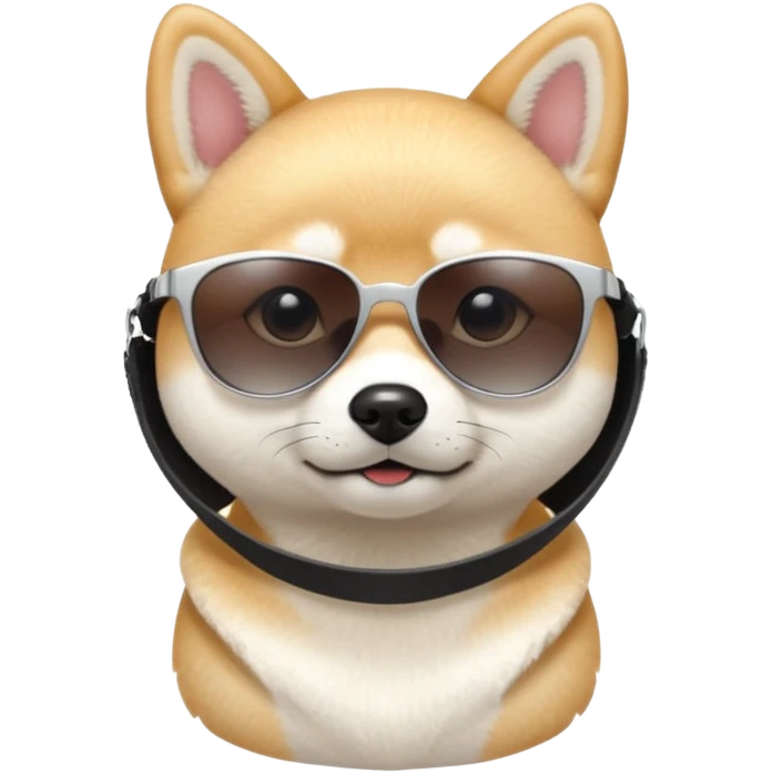 Kawaii-style, white, female, Shiba Inu wearing sunglasses looking cool emoji