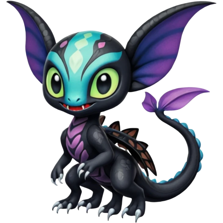 Colorful Realistic Exotic Meloetta-Venom-Stitch-Toothless-Fakémon-creature-hybrid emoji