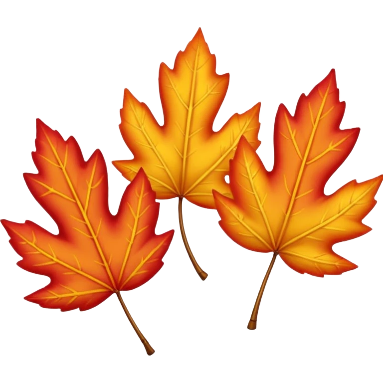 3 autumn leaves, horizontally, blowing in the wind, to the left, white background emoji