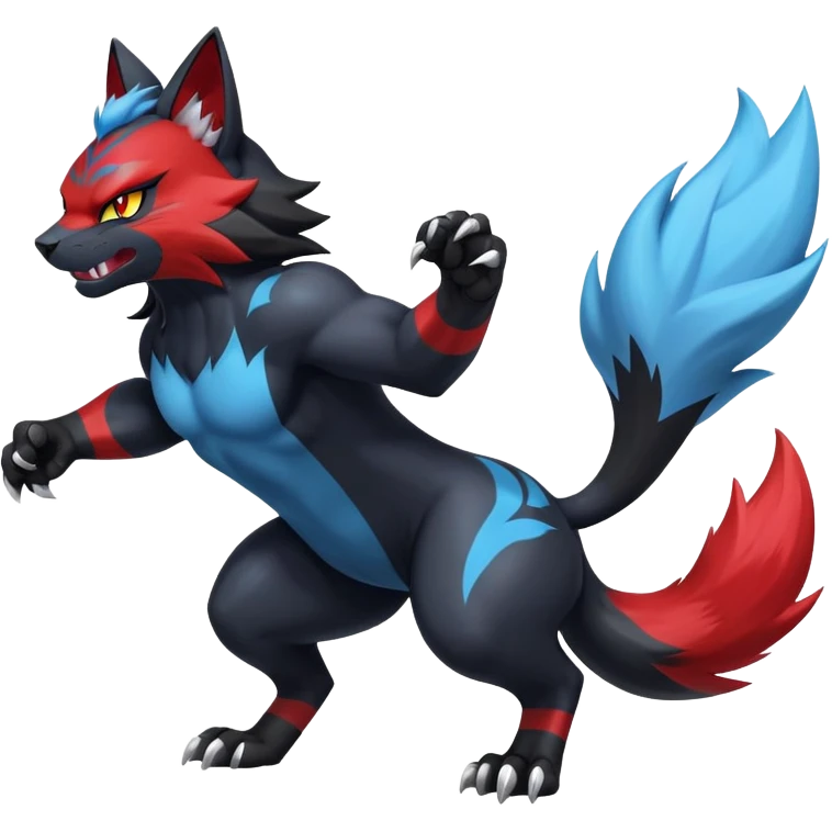 Shiny Dark Badass Handsome Torracat-Zoroark full body emoji