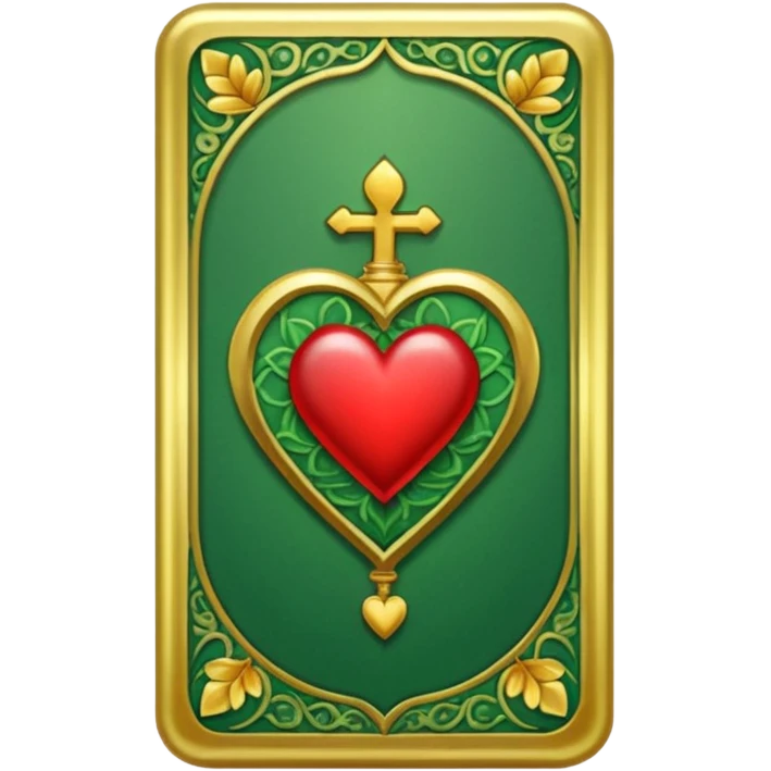 GREEN VALENTINES TAROT CARD DECK WITH HEART ON IT emoji