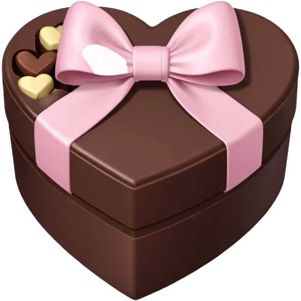 pale pink heart box, pale pink bow, filled with chocolates inside emoji