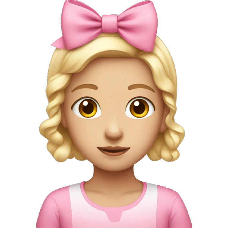 Cute girl wearing pink shirt with bow emoji