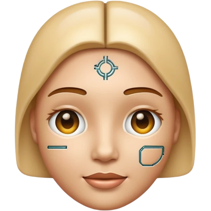 face with circuit pattern, AI emoji, apple style emoji