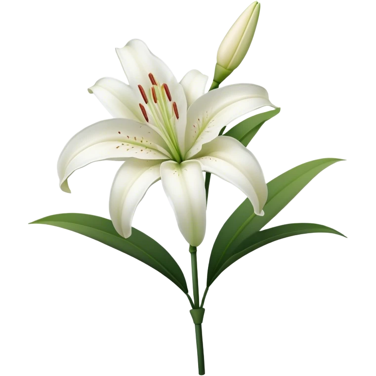 single White Oriental Lily, straight stem emoji