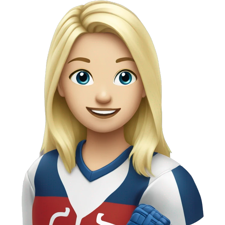 White long blonde haired girl playing hockey emoji