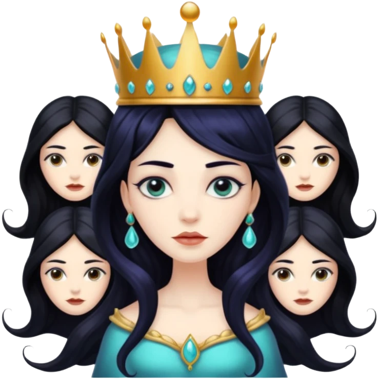 beautiful queen hydra sea witch with seven heads and a crown on the main head emoji